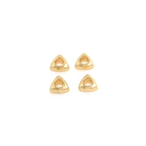 Polished 18K gold-plated triangular spacer beads with large holes for jewelry making