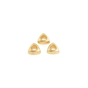 Three 18K gold-plated triangular beads for DIY jewelry making with a polished shiny finish