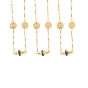 18K gold plated unfinished chain with round discs and beads for DIY necklace making