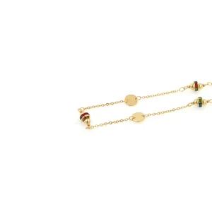 18K gold-plated beaded chain for DIY jewelry making with colored stones and round disks