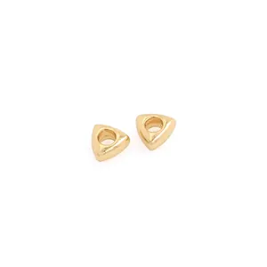 Polished 18K gold-plated triangular spacer beads with center holes for jewelry making