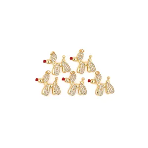 Exquisite 18K gold plated poodle balloon dog pendants set with sparkling zircon stones
