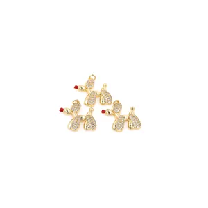 Exquisite 18K gold-plated balloon dog pendants with sparkling zircon pavé and red accents