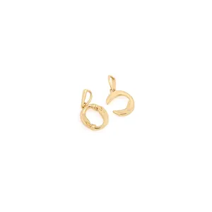 18K gold plated irregular geometric pendant with lava texture and zircon stones