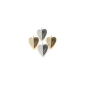 Colgante de corazón chapado en oro 18K con circonitas negras y blancas en oro y plata