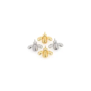 Exquisite 18K gold and silver bee pendants with zircon inlay for DIY jewelry making