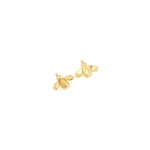 Detailed view of 18K gold-plated bee pendants with intricate wing textures and hanging loops