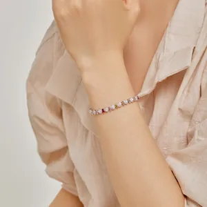 Elegant S925 sterling silver tennis bracelet featuring colorful rectangular zircon stones
