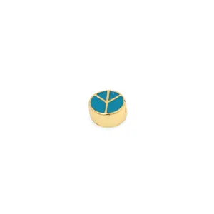 Perlina in rame placcato oro 18K con segno di pace in smalto blu per gioielli DIY