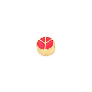 Ciondolo segno della pace placcato oro 18K con smalto rosso per gioielli fai-da-te