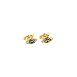 Vintage Evil Eye Cufflinks Gold Plated Copper Zircon Inlaid Men Jewelry For French Shirt Formal Wedding Banquet