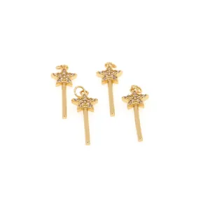 Set van vier 18K vergulde sterhangers met zirkoniasteen voor het maken van eigen sieraden
