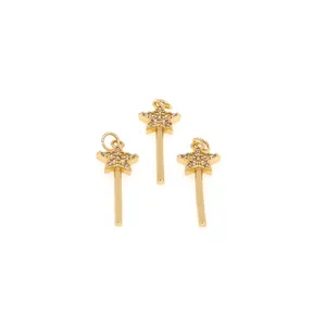 Drie-delige set 18K vergulde sterhangers met glinsterende micro-pave zirkonia's