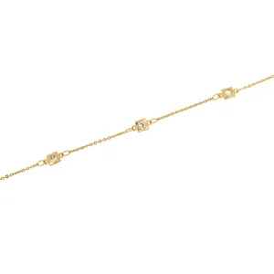 Collana a catena sottile placcata oro 18 carati con tre zirconi quadrati minimalisti
