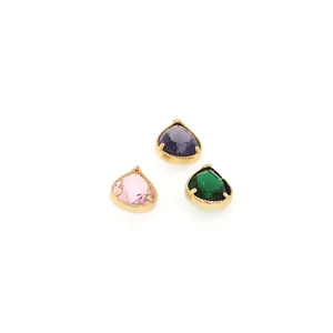 Colgantes de gota bañados en oro de 18K con circonitas de colores para joyería DIY