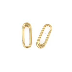 Polished 18K gold plated oval carabiner clasps for DIY jewelry necklaces and bracelets