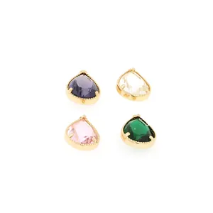 Colgantes de circonita en forma de pera de varios colores con baño de oro de 18K