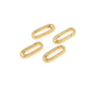 Set of four 18K gold-plated oval carabiner spring clasps for DIY jewelry necklace making