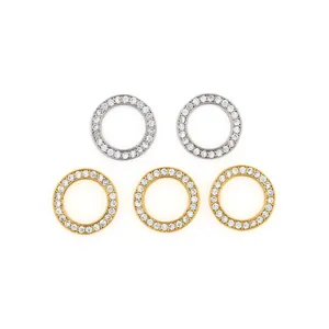 18K gold-plated geometric round pendant necklaces with micro-pave cubic zirconia crystals