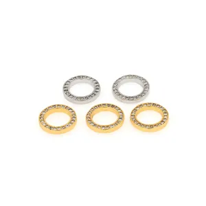 18K gold-plated geometric ring pendants with micro-pave cubic zirconia crystals