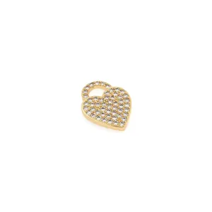 Macro shot of 18K gold plated heart lock pendant with micro-pave white zircon stones