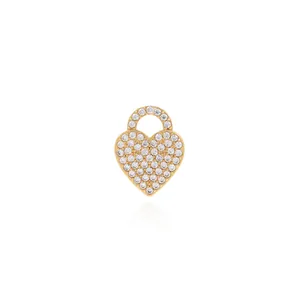 18K Gold Plated Copper Heart Shaped Lock Pendant Micro Inlaid Zirconia Romantic Heart Pendant DIY Jewelry Accessories For Women