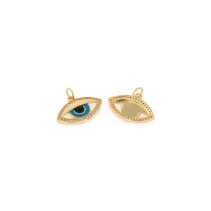 Μενταγιόν Evil Eye με επιχρύσωση 18Κ, μπλε σμάλτο και λαμπερές πέτρες ζιργκόν