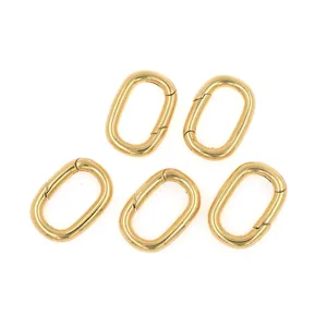 5-piece set of oval 18K gold plated spring carabiner clasps for DIY jewelry making