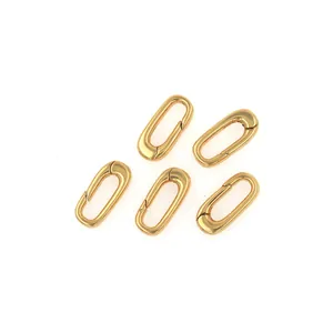 5-piece set of oval 18K gold-plated carabiner spring clasps for DIY jewelry making