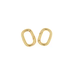 Polished 18K gold-plated oval carabiner spring clasps for DIY jewelry necklace making