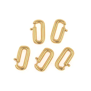 Five 18K gold plated oval carabiner screw clasps for DIY necklace and jewelry making