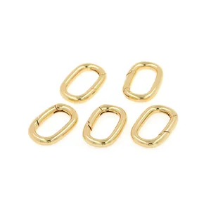 Set of 5 18K gold plated oval spring gate rings for DIY jewelry and necklace making
