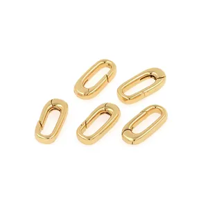 Set of five oval 18K gold-plated carabiner clasps for DIY jewelry and necklaces