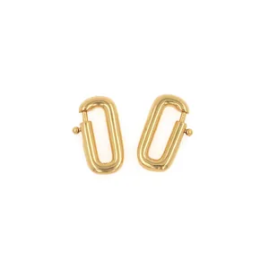Detailed view of 18K gold plated rectangular U-shaped carabiner clasps for jewelry