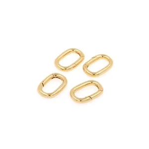 Set of four 18K gold plated oval spring carabiner clasps for DIY jewelry making