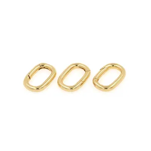 Three-piece set of oval gold-plated spring carabiner clasps for necklace DIY jewelry making