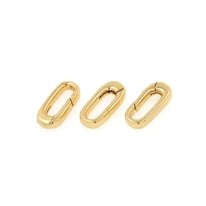 Three 18K gold-plated oval carabiner spring clasps for jewelry making DIY projects