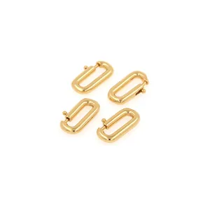 Set of four 18K gold-plated oval carabiner clasps for DIY jewelry making and necklace crafts