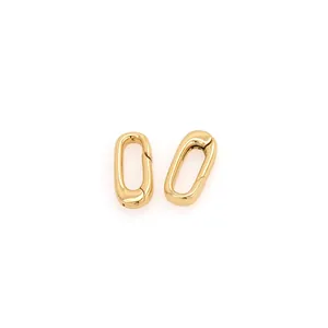 Pair of oval 18K gold-plated carabiner spring clasps for DIY jewelry necklace making