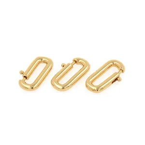Three 18K gold plated carabiner oval spring clasps for DIY necklace and bracelet jewelry