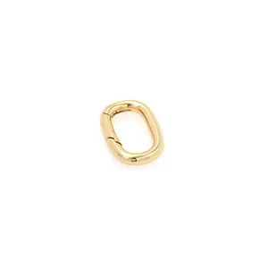 Polished 18K gold-plated oval carabiner spring clasp for DIY jewelry making