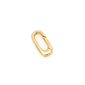 Detailed view of an 18K gold-plated oval carabiner spring clasp for jewelry making