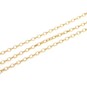 Polished 18K gold-plated Rolo chain links for DIY necklaces and bracelets making