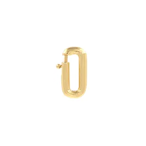18K Gold Plated Copper Oval Carabiner Clasp Screw Lock Jewelry Connector For DIY Necklace Bracelet Making Findings Supplies