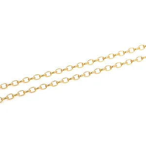Detailed view of 18K gold-plated oval link cable chain with polished metallic luster