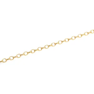 18K Gold Plated Copper Rolo Chain For DIY Necklace Bracelet Jewelry Making Accessory Glossy Oval Link Chain Finding