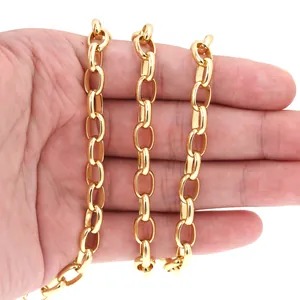 Polished 18K gold-plated chunky link chain for DIY jewelry making and necklace crafts