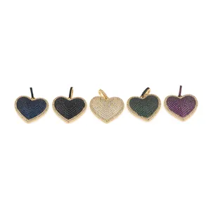 Ciondoli a cuore in oro 18K con pietre di zirconi colorati micro-pave set