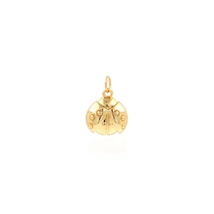 18K Vergoldeter Kupfer Marienkäfer Anhänger Nur Ohne Kette Kleiner Insekten Charm Für DIY Schmuckherstellung Damen Geschenk