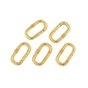 5 pieces of 18K gold plated oval carabiner screw locks for DIY necklace jewelry making